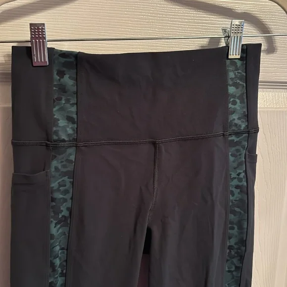Athleta Grey/green  Leggings with Green Camo Stripes - Picture 2 of 4